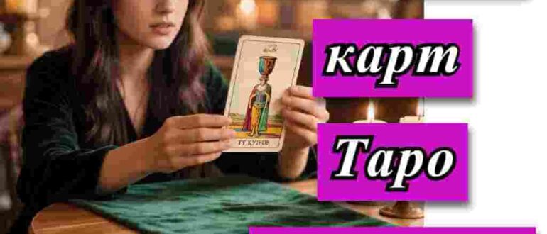 девушка гадает на карту таро на фото