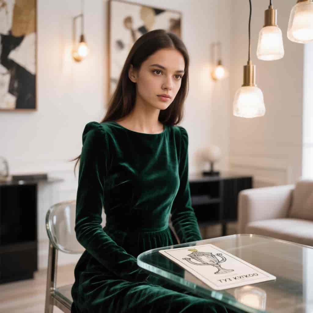 девушка и туз кубков на фотографии
